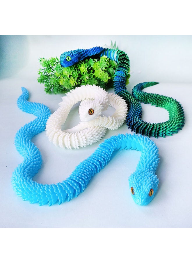 3d Printed Snake Toy Joint Movable Simulation Animal Model Gift Bjd Props Green Snake Children's Toy Viper-Colour:30cm  Yellow Green - Image 5