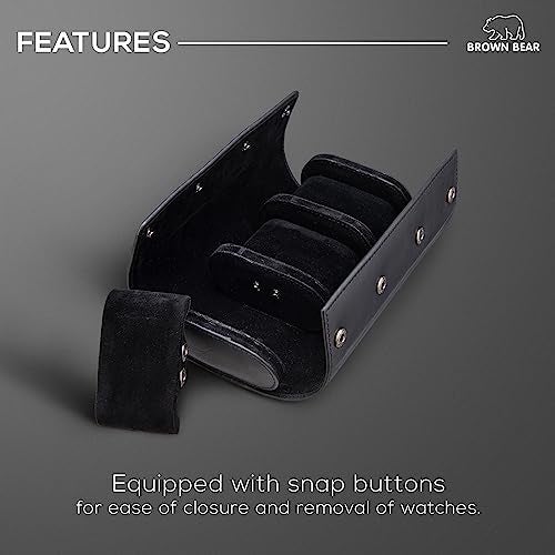BROWN BEAR Genuine Leather Watch Box Organizer for Men and Women- 3 Watch Storage with Adjustable & Removable Pillows - Image 5