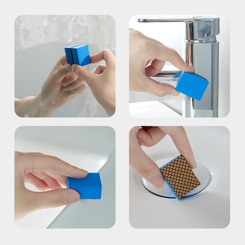 2 Pack Blue Bathroom Glass And Mirror Cleaner Sponge Deep Cleaning Descaler Tool - Image 4