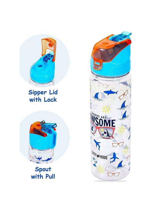 Eazy Kids Jawsome Shark 2-In-1 Tritan Water Bottle -Blue (650Ml)  - Image 5