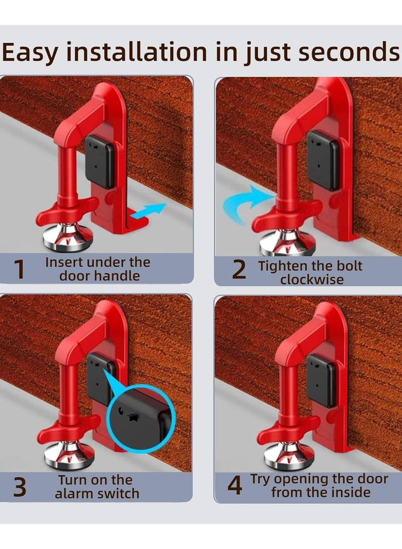 Portable Alarm Door Stopper, Portable Door Jammer, Travel Anti Theft Door Blocker, No Drill Door Stoppers Security for Home, Apartment, Office, Hotel, Travel, Portable Door Lock for Women, Children  - Image 5