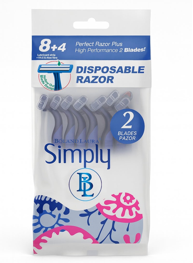 BOLAND LAURA Stainless Steel Disposable Razor Double Blade Razor Pack of 12 - Image 1