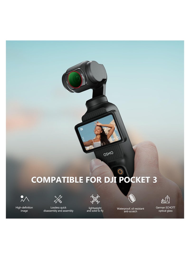 Excefore ND Filters Set for DJI Osmo Pocket 3 Creator Combo Accessories 6 Pack CPL,ND 8,ND 16,ND 32,ND 64,ND256 Magnetic Aluminum Version - Image 2