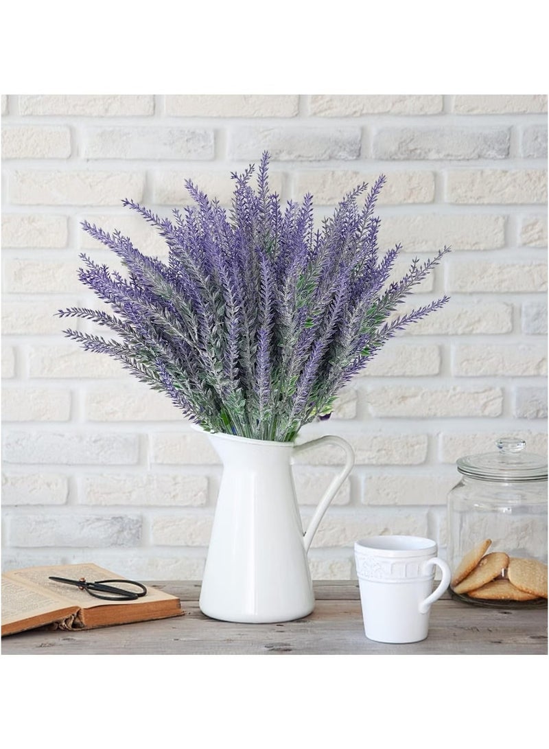 OMEVE 20 Bundles Artificial Lavender Outdoor UV Resistant Fake Flowers PlantsArtificial Flowers Plastic Faux Plants forWindow Box Planter Home Porch GardensSpring Summer Decor(Gray Purple) - Image 3