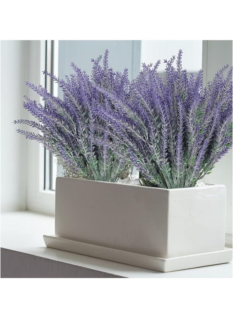 OMEVE 20 Bundles Artificial Lavender Outdoor UV Resistant Fake Flowers PlantsArtificial Flowers Plastic Faux Plants forWindow Box Planter Home Porch GardensSpring Summer Decor(Gray Purple) - Image 5