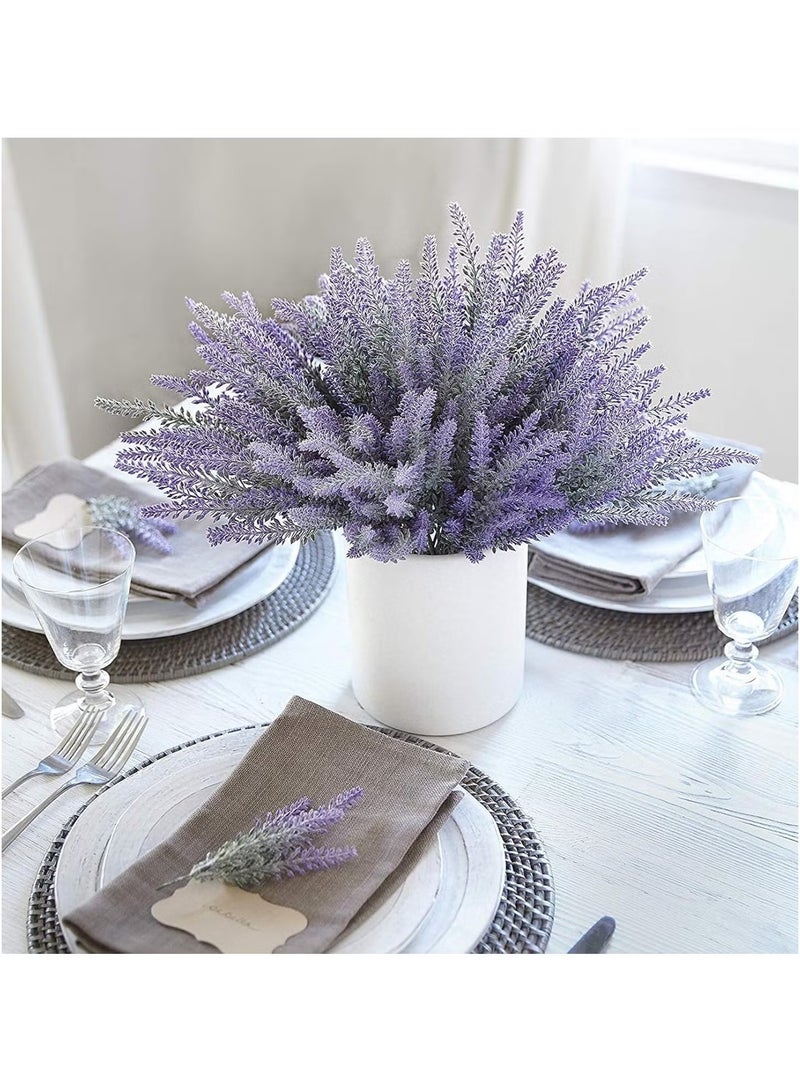 OMEVE 20 Bundles Artificial Lavender Outdoor UV Resistant Fake Flowers PlantsArtificial Flowers Plastic Faux Plants forWindow Box Planter Home Porch GardensSpring Summer Decor(Gray Purple) - Image 4