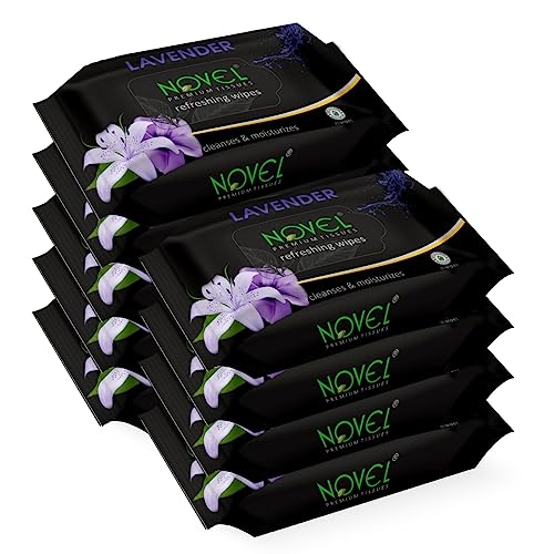 NOVEL Alcoholic Free and Aqua Glycerine (Lavendar Fragnance) Wet Tissue (Pack of 9/225 Tissues) - Image 1