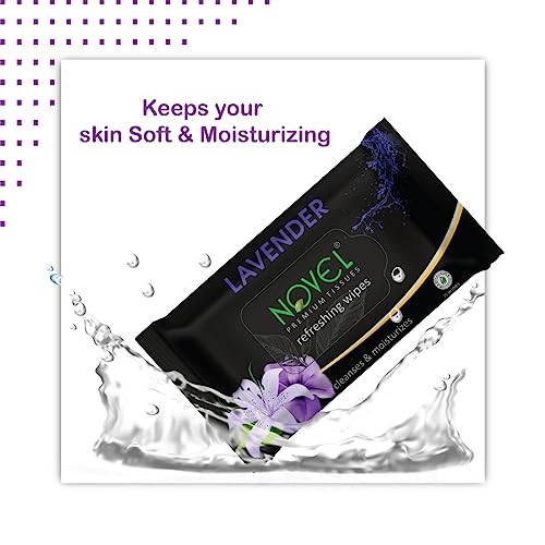 NOVEL Alcoholic Free and Aqua Glycerine (Lavendar Fragnance) Wet Tissue (Pack of 9/225 Tissues) - Image 2