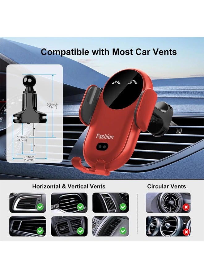 Hihonor Wireless Car Charger Mount, MAX 15W Fast Charger, Wireless Car Charger Air Vent, Automatic Clamping Phone Holder for iPhone 16/15/14/13/12 Pro/Pro Max, Samsung S22/S21/S20/Note 20 etc (Red) - Image 5