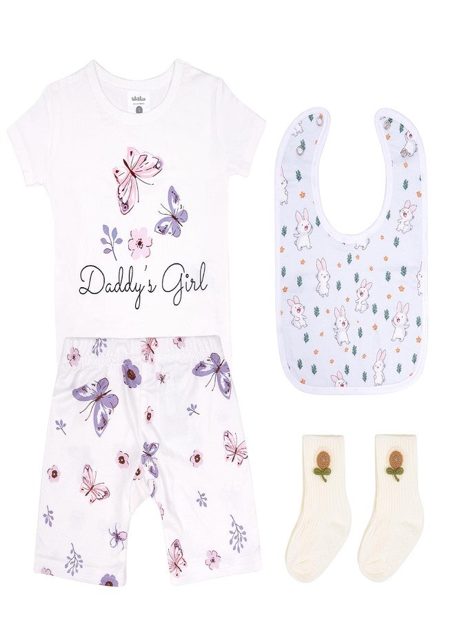 BIBIBLISSBABY 4-Piece Newborn Clothes Gift Set for Baby Boys & Girls, Buttery-Soft Unisex Layette Essentials for 0–3Months, Daily Wear Bodysuits & Accessories, Ideal Baby Shower or Welcome-Home Gift