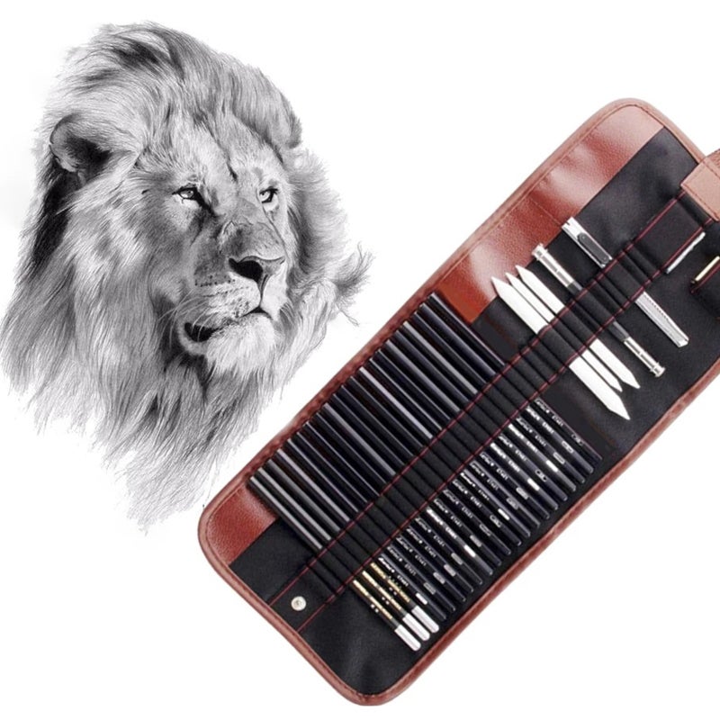 Sketching Kit: 30PCS Professional Set With Natural Wood Pencils - Portable Storage Pouch Drawing Supplies Kit For Beginners Artists Enthusiasts School Students - Image 5