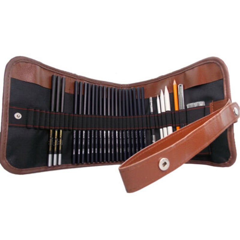 Sketching Kit: 30PCS Professional Set With Natural Wood Pencils - Portable Storage Pouch Drawing Supplies Kit For Beginners Artists Enthusiasts School Students - Image 1