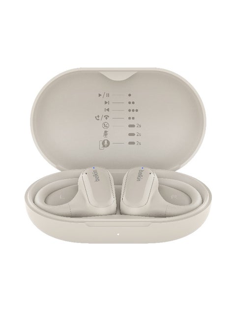 Belkin SoundForm ClearFit Open-Ear Wireless Earbuds, Lightweight Sports Earphones, Bluetooth Earbuds with Long-Lasting Comfort, IPX5-Rated Running Headphones for Workout, Hiking, Biking & More - Sand Sand
