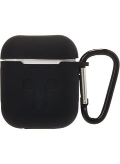 Airpods Bluetooth Earphone Silicone Case Cover Anti Shock Protector With Portable Hook For Iphone Air Pods Headphones Black