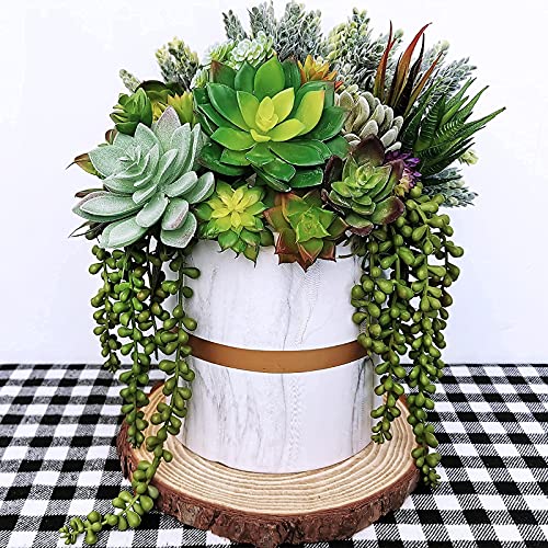 Supla 14 Pcs Unpotted Artificial Succulents Plants Bulk Assorted Faux Succulents in Different Green Hanging String of Pearls Cactus Aloe Succulent Picks for Wedding Centerpieces Floral Arrangement - Image 4