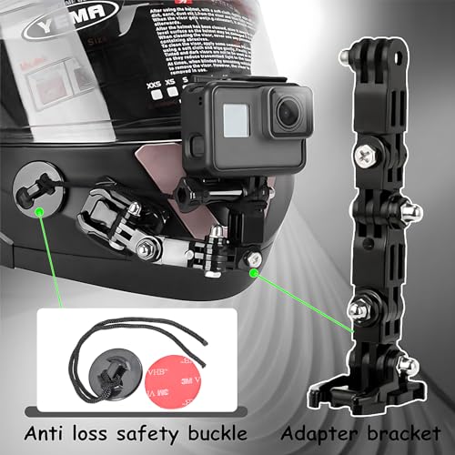 Sruim Motorcycle Helmet Chin Mount Kit for Insta360 ACE Pro X5 X4 X3 X2 X, DJI Osmo Action, Gopro Hero, Campark, YI and More Action Camera with Extra Camera Tethers, Mount Bases and Adhesive Pads - Image 3
