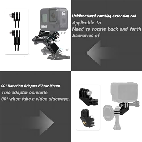 Sruim Motorcycle Helmet Chin Mount Kit for Insta360 ACE Pro X5 X4 X3 X2 X, DJI Osmo Action, Gopro Hero, Campark, YI and More Action Camera with Extra Camera Tethers, Mount Bases and Adhesive Pads - Image 5