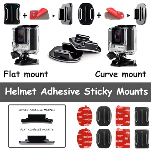 Sruim Motorcycle Helmet Chin Mount Kit for Insta360 ACE Pro X5 X4 X3 X2 X, DJI Osmo Action, Gopro Hero, Campark, YI and More Action Camera with Extra Camera Tethers, Mount Bases and Adhesive Pads - Image 2