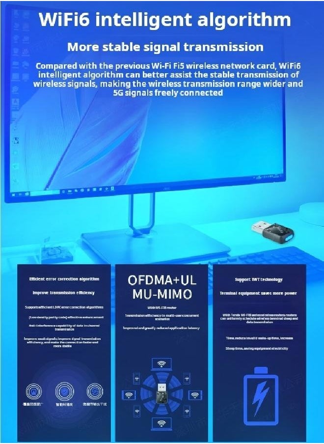 Occuwzz Ultra-Fast 900Mbps Dual-Band 5G/2.4GHz WiFi 6 & Bluetooth 5.4 Adapter - No Driver Needed, Plug & Play USB for PC/Laptop, Seamless Streaming & Gaming  - Image 5