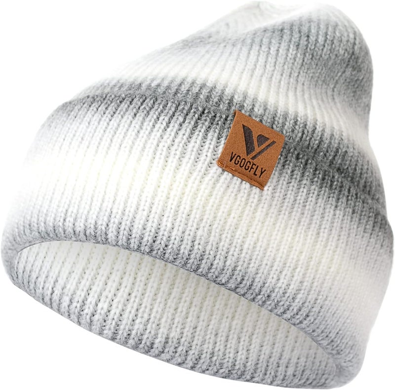 Vgogfly Beanie Men Slouchy Knit Skull Cap Warm Stocking Hats Guys Women Striped Winter Beanie Hat Cuffed Plain Hat - Image 1