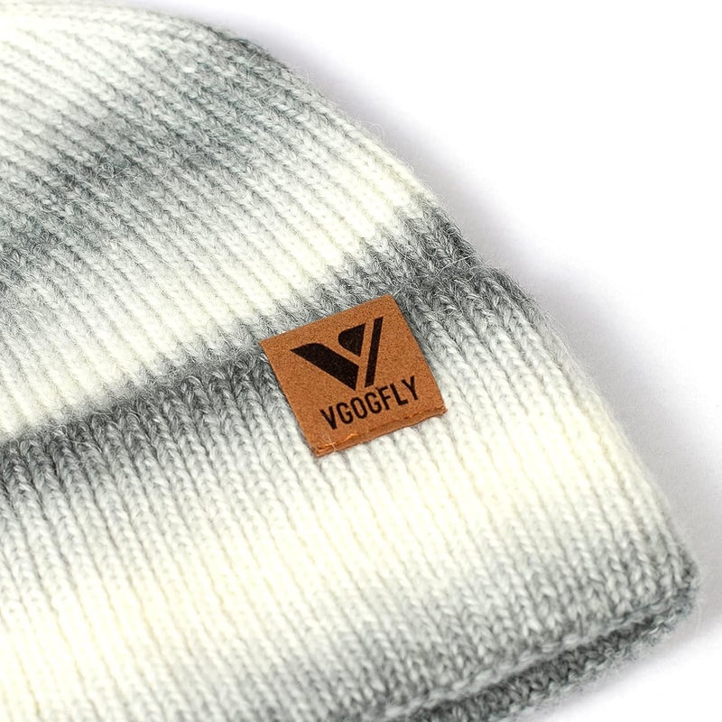 Vgogfly Beanie Men Slouchy Knit Skull Cap Warm Stocking Hats Guys Women Striped Winter Beanie Hat Cuffed Plain Hat - Image 3