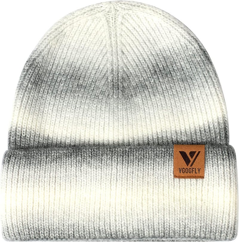 Vgogfly Beanie Men Slouchy Knit Skull Cap Warm Stocking Hats Guys Women Striped Winter Beanie Hat Cuffed Plain Hat - Image 2