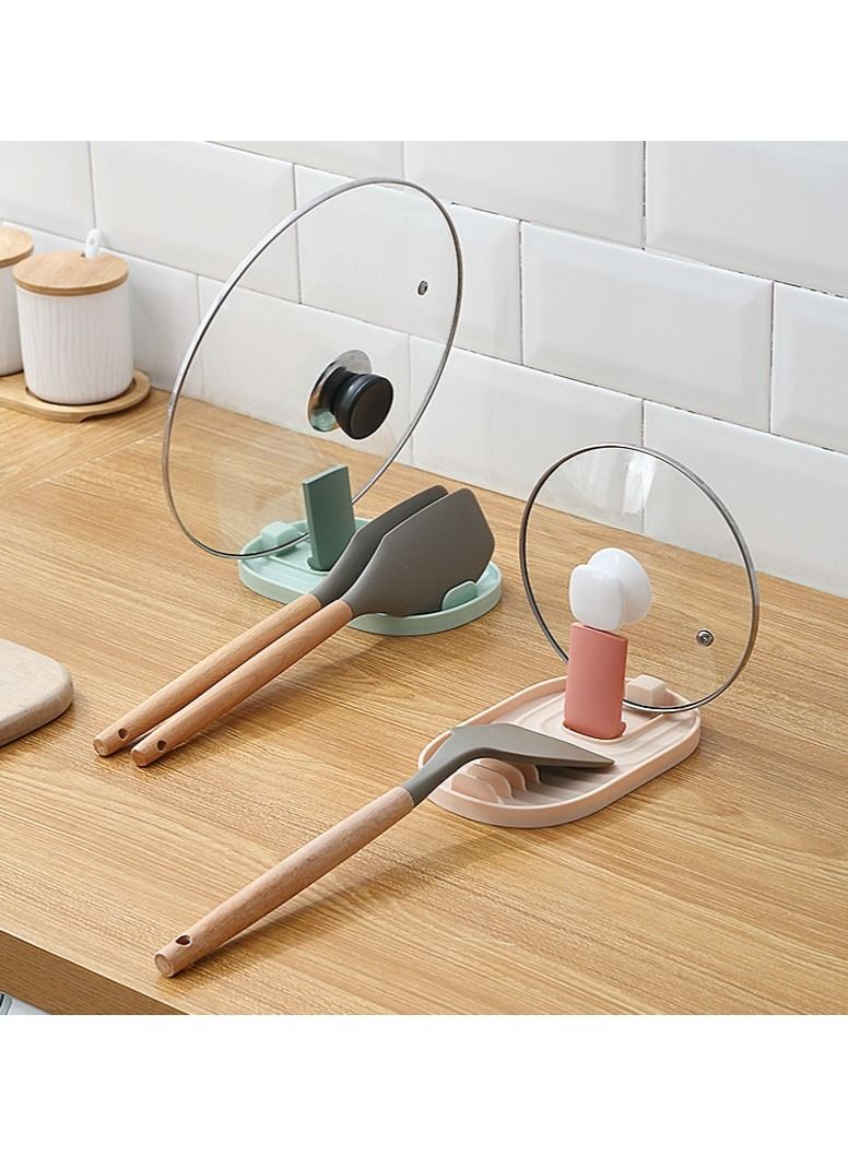 Y&D Folding pot cover rack, shovel integrated storage kitchen stove drain tool, chopsticks, spoon rack pink colour  - Image 1