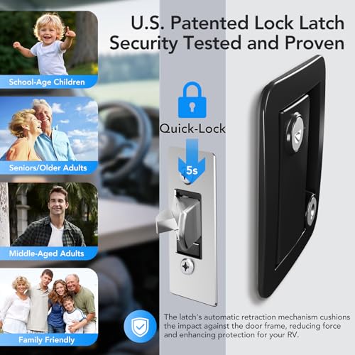 CAMJOKE Upgraded RV Door Lock Replacement with Paddle Deadbolt100 Zinc AlloyCamper Door Handle LatchRV Enclosed Travel Trailer Entry Door Lock with Keys for Camper 4 Alike Keys 1 Upgraded Lock - Image 3
