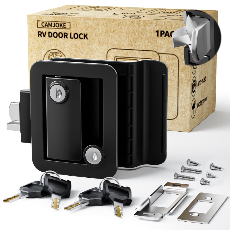 CAMJOKE Upgraded RV Door Lock Replacement with Paddle Deadbolt100 Zinc AlloyCamper Door Handle LatchRV Enclosed Travel Trailer Entry Door Lock with Keys for Camper 4 Alike Keys 1 Upgraded Lock - Image 2
