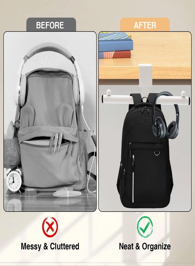 Gelobo Heavy-Duty Bag Hook for Desk or Table - Alloy 80lbs Capacity Backpack Holder, Purse Hook for Table & Handbag Hanger, Space-Saving Organizer for Classroom, Dorm, Office Desk Accessories (White) - Image 5