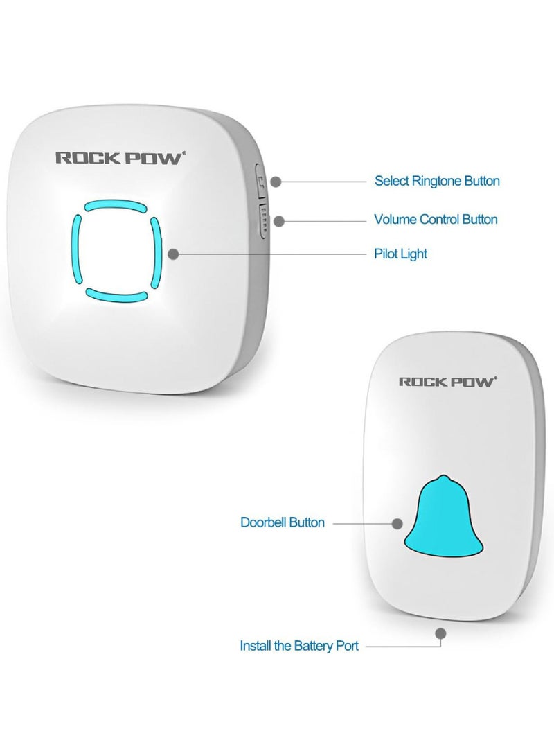 HOMESTAR Doorbell Waterproof Wireless Chime Kit with 36 Chimes Adjustable Volume 1000feet Operating Sound LED Flash Door Bell for Home (1 Receiver x 1 Push Button)  - Image 4