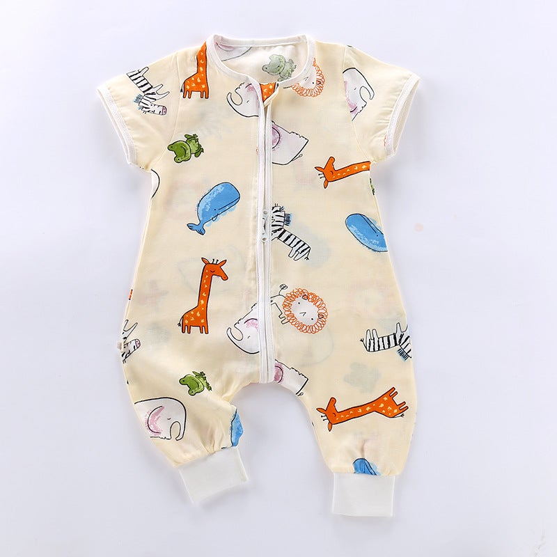 Baby Summer Sleep Sack Bamboo Cotton ZM yellow animal short sleeve sleeping bag 