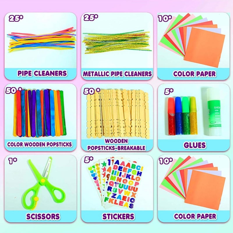 YITOHOP Arts Craft Supplies for Kids, 1000+ PCS Toddler DIY Craft Art Supply Set Include Pipe Cleaners, Pom Poms, Storage Box, 2026 Christmas Holiday Gift for 4-12 Years Old Boys and Girls - Image 3