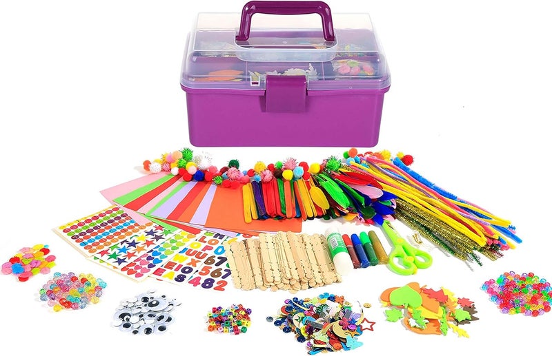 YITOHOP Arts Craft Supplies for Kids, 1000+ PCS Toddler DIY Craft Art Supply Set Include Pipe Cleaners, Pom Poms, Storage Box, 2026 Christmas Holiday Gift for 4-12 Years Old Boys and Girls - Image 1