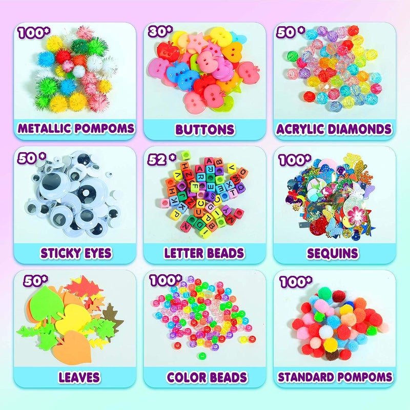 YITOHOP Arts Craft Supplies for Kids, 1000+ PCS Toddler DIY Craft Art Supply Set Include Pipe Cleaners, Pom Poms, Storage Box, 2026 Christmas Holiday Gift for 4-12 Years Old Boys and Girls - Image 2