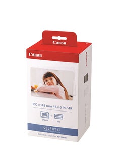 Canon Canon KP-108IN Color Ink Paper Set for Canon Selphy CP910/CP810 Photo Printer, 108 Sheets, White  - Image 1