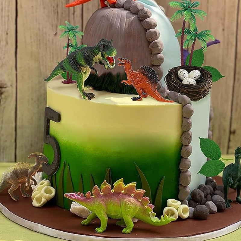 LEFUBABY Dinosaur Cake Toppers with Dinosaur Eggs Leaves Trees Cake Decorations for Birthday Party Dinosaur Theme Party - Image 4