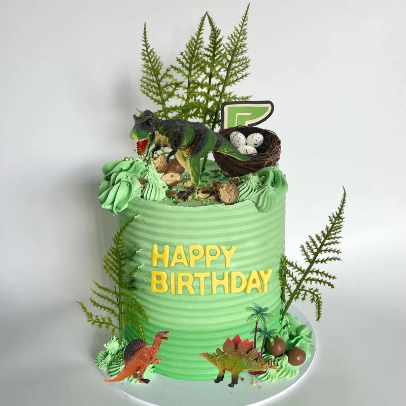 LEFUBABY Dinosaur Cake Toppers with Dinosaur Eggs Leaves Trees Cake Decorations for Birthday Party Dinosaur Theme Party - Image 5