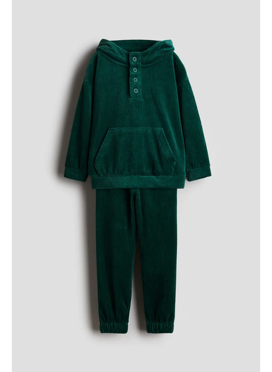 H&M 2-Piece Ribbed Velour Set