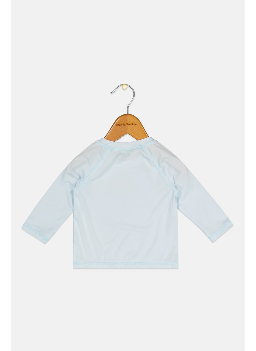 Starting Out - Toddlers Boy Graphic Print Long Sleeves Rashguard, Light Blue - Image 1