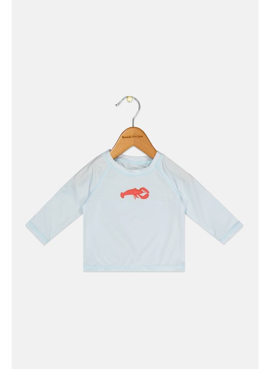 Toddlers Boy Graphic Print Long Sleeves Rashguard, Light Blue