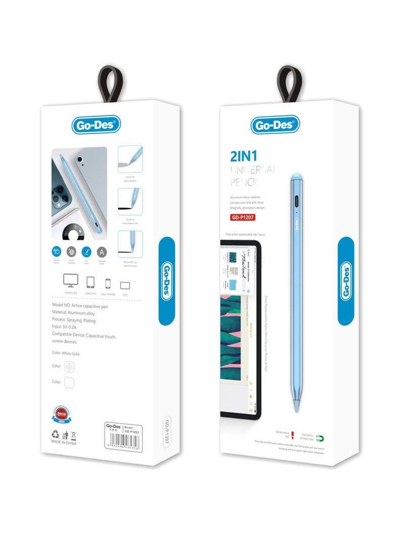 GO-DES GD-P1207 2 In 1 Universal Capacitive Stylus Touch Pen - Image 3