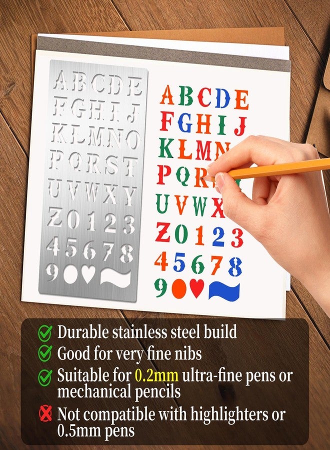Eageus 8 Pcs Metal Letter Stencils Wood Burning Stencil Lettering Stencils, Small Reusable Alphabet Painting Template for Carving Drawing Engraving Journal Pyrography Craft(Letter Style) - Image 3