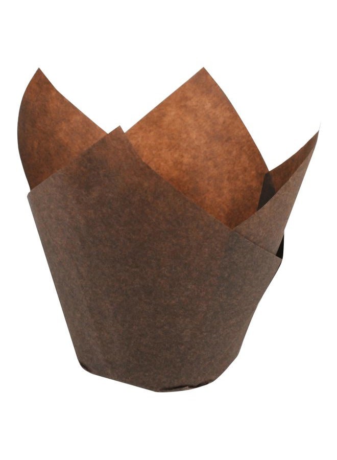 Hoffmaster 611117 Tulip Cup Cupcake Wrapper/Baking Cup, 2" Diameter x 3-1/2" Height, Small, Chocolate (Pack of 1000) - Image 1