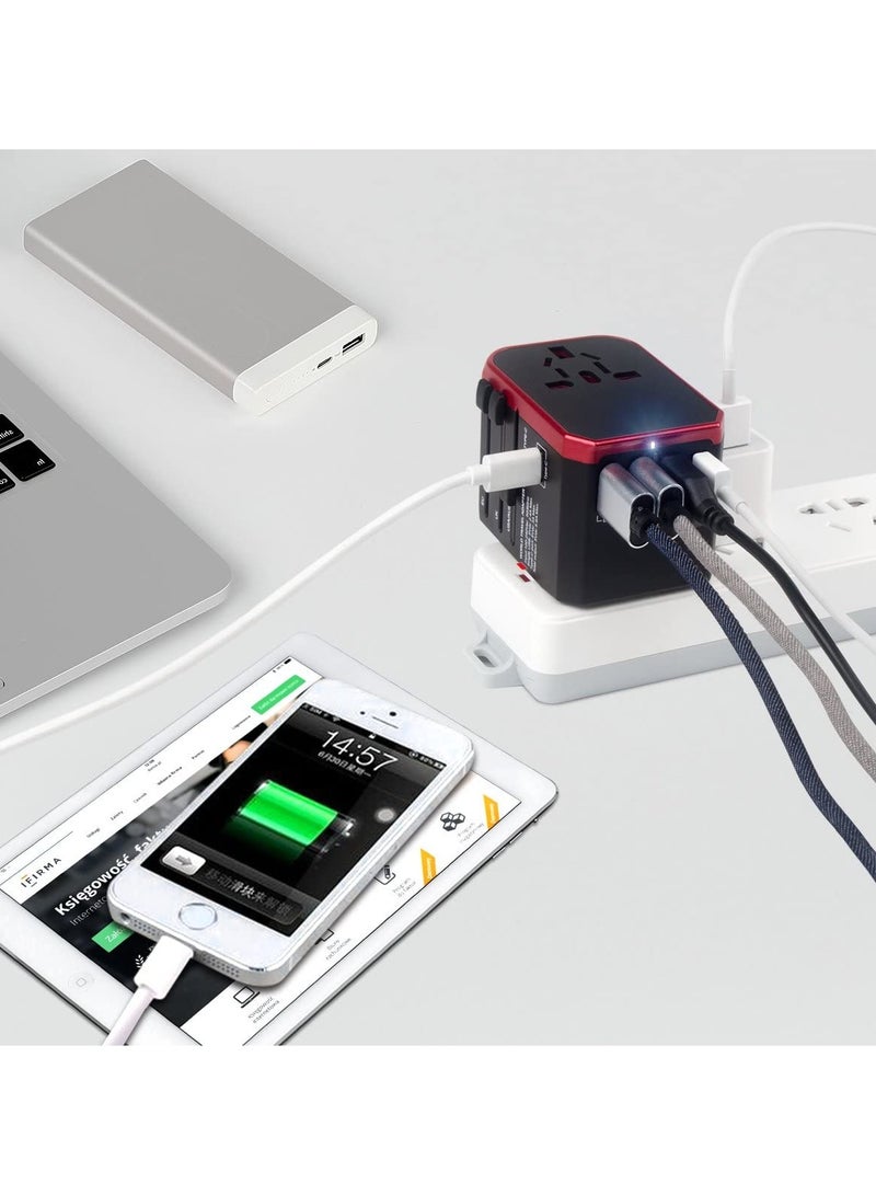 Zikra Universal Travel Adapter, 4 USB Ports with 5.6A High Speed Charger and 1 3.0A Type C International Wall All in One Adaptor for Mobile Phones Tablets Worldwide - Image 2
