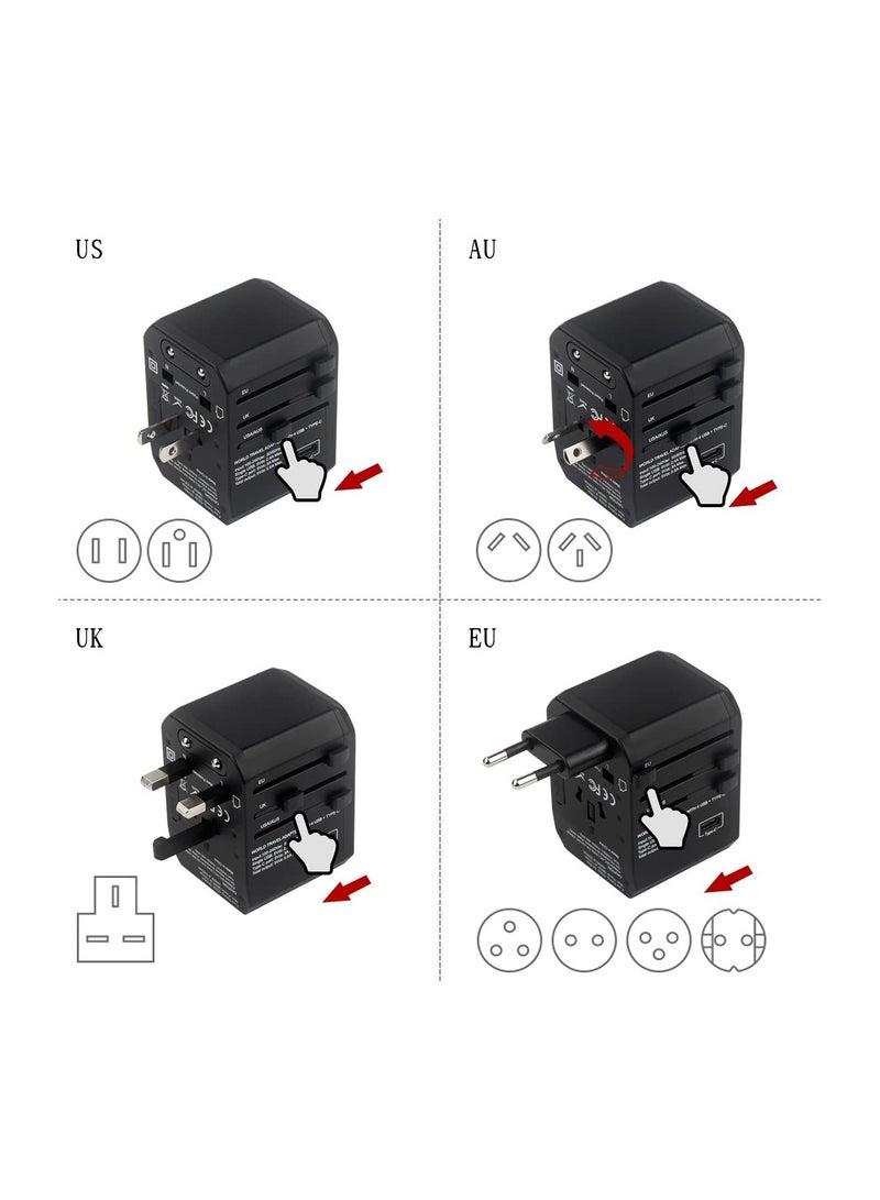 Zikra Universal Travel Adapter, 4 USB Ports with 5.6A High Speed Charger and 1 3.0A Type C International Wall All in One Adaptor for Mobile Phones Tablets Worldwide - Image 3