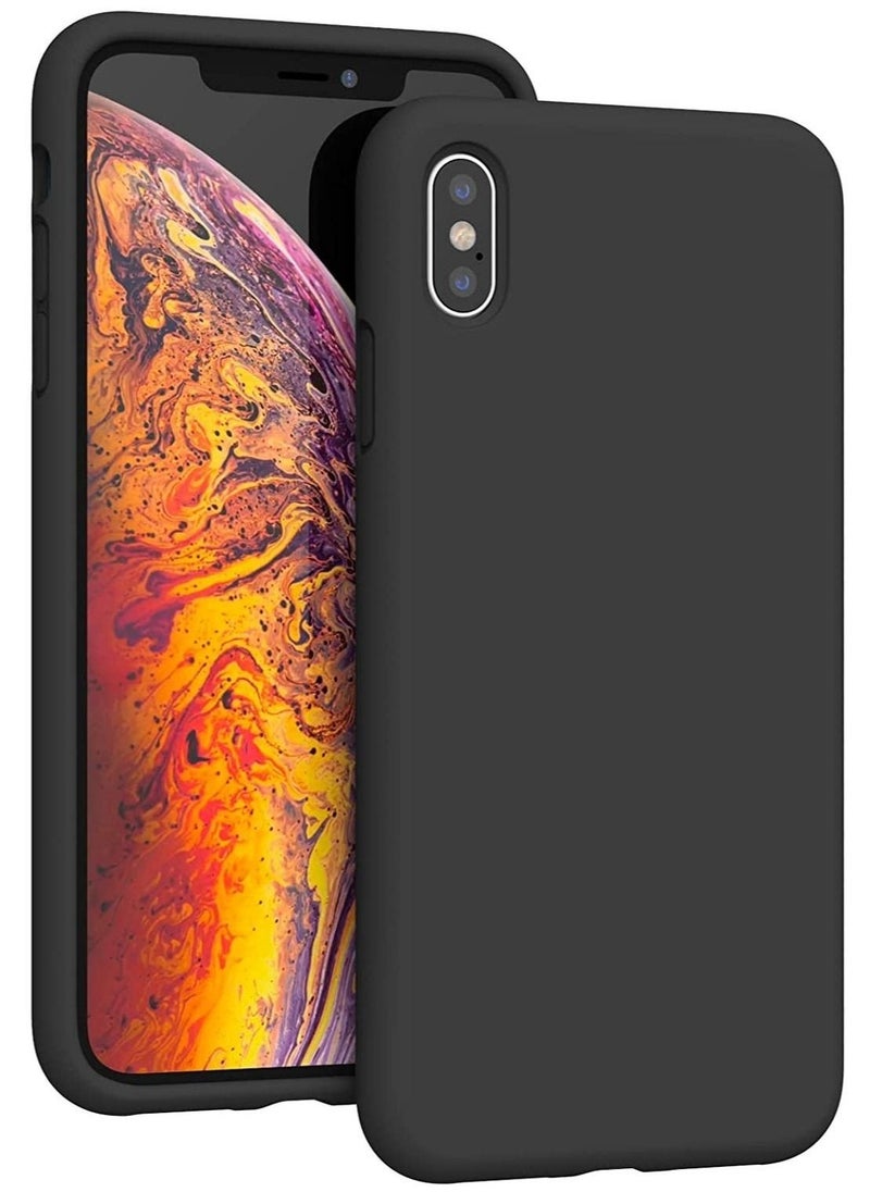 Compatible with iPhone Xs Max Case Liquid Silicone, Soft Gel Rubber Full Body Protective Cover with Microfiber Lining, Phone Case for iPhone Xs Max 6.5 Inch, Black - Image 1