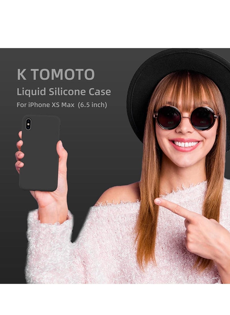 Compatible with iPhone Xs Max Case Liquid Silicone, Soft Gel Rubber Full Body Protective Cover with Microfiber Lining, Phone Case for iPhone Xs Max 6.5 Inch, Black - Image 3