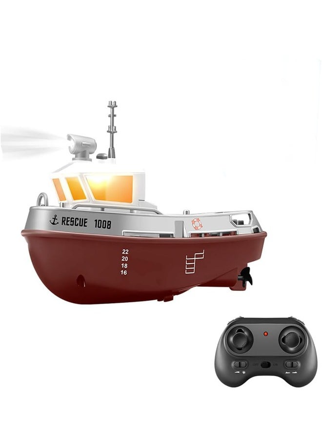 General RC Boat 1/144 2.4Ghz for Pools and Lakes High-Speed Remote Control Boat Ship with Dual Motor and LED Light Boats Water Toys - RTR Version  - Image 1
