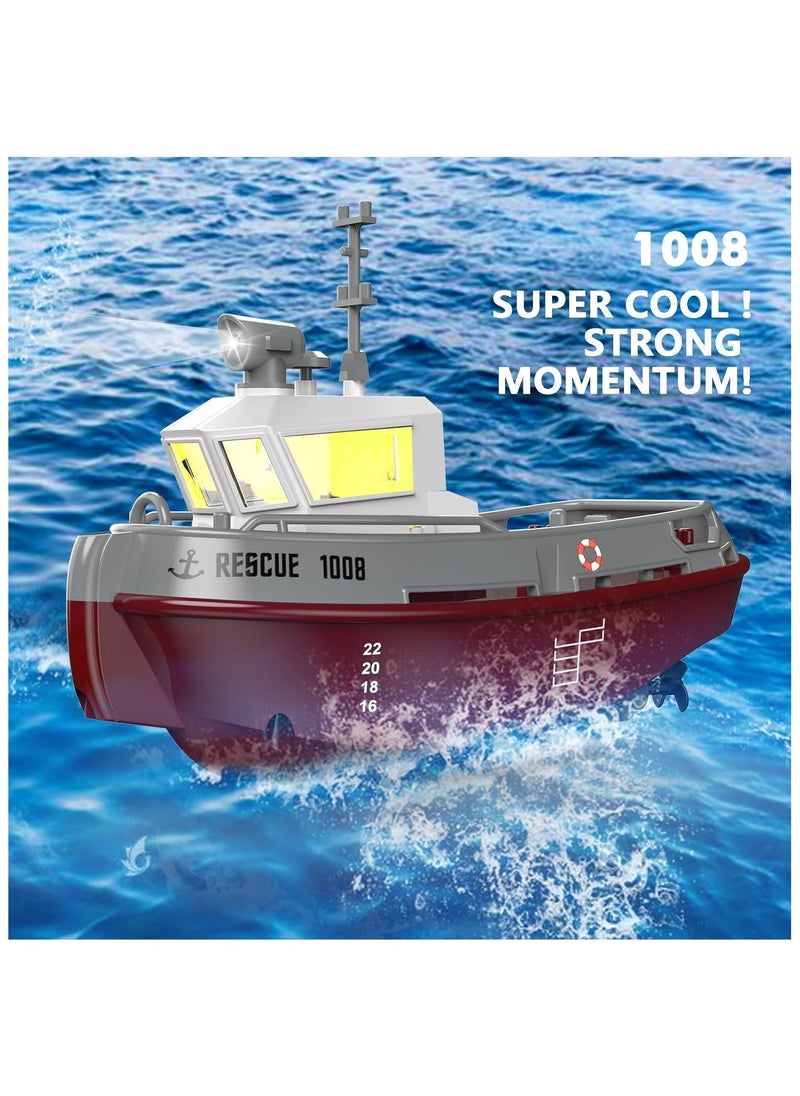 General RC Boat 1/144 2.4Ghz for Pools and Lakes High-Speed Remote Control Boat Ship with Dual Motor and LED Light Boats Water Toys - RTR Version  - Image 2